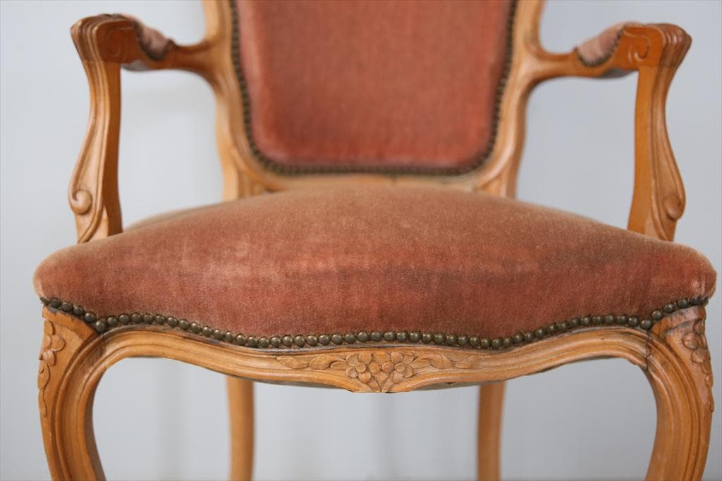 フランスアンティーク猫脚サロンチェア/肘掛けイス/アームソファ(89-132-1