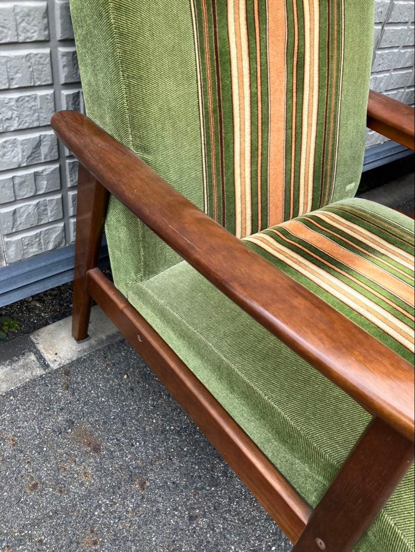 ②オールドカリモク 　Kチェア　ストライプ　1シーター