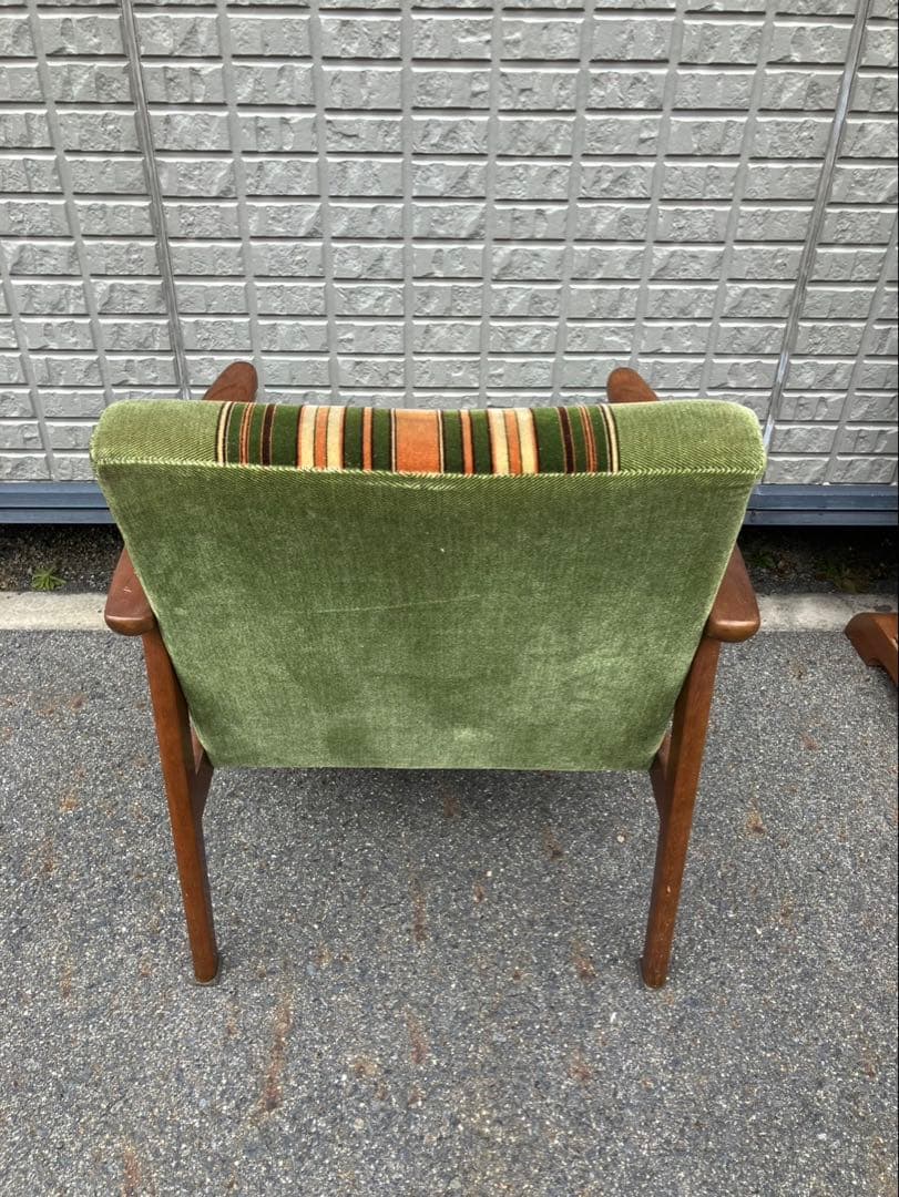 ②オールドカリモク 　Kチェア　ストライプ　1シーター