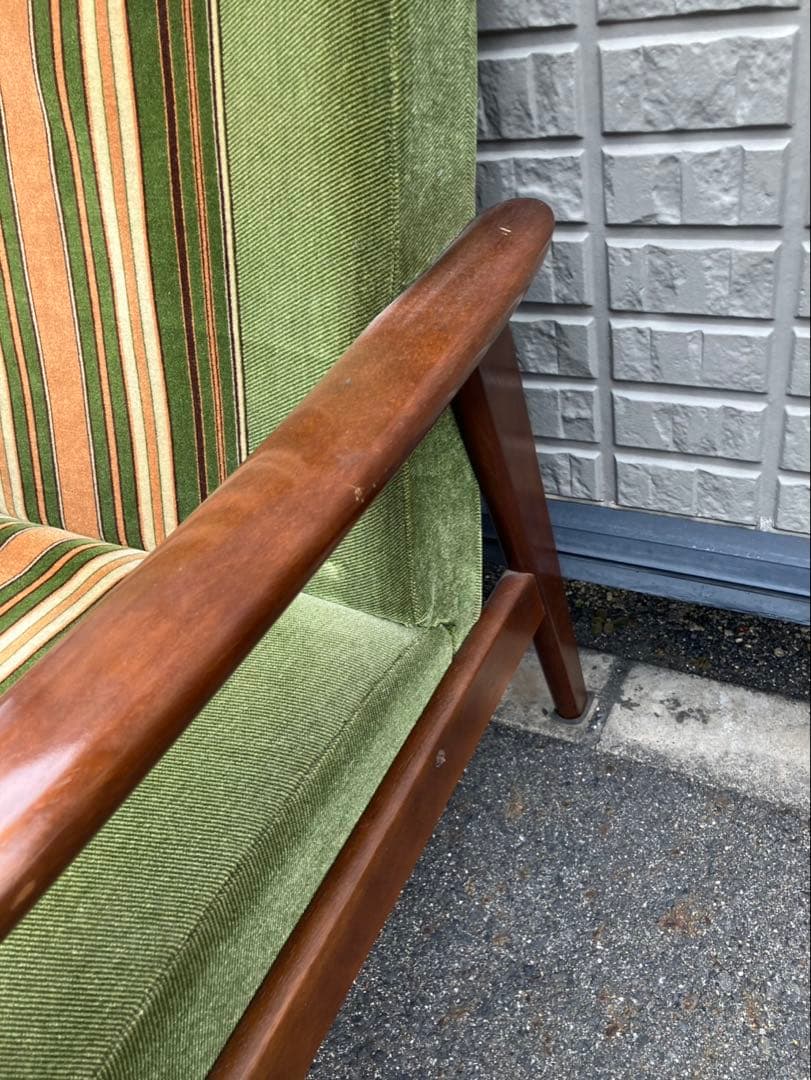 ②オールドカリモク 　Kチェア　ストライプ　1シーター