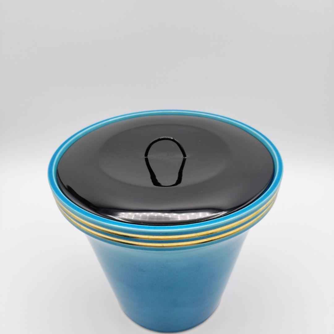 408 水指 末広水指 浅黄交趾 翠嵐 塗蓋付 茶道具 茶道　古物　中村