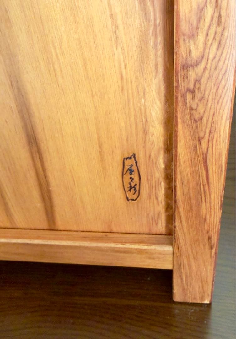 屋久杉　ミニチェスト　キャビネット引き出し付き 収納棚 左開き