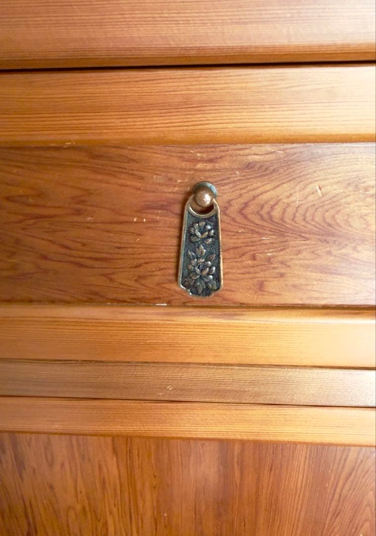 屋久杉　ミニチェスト　キャビネット引き出し付き 収納棚 左開き