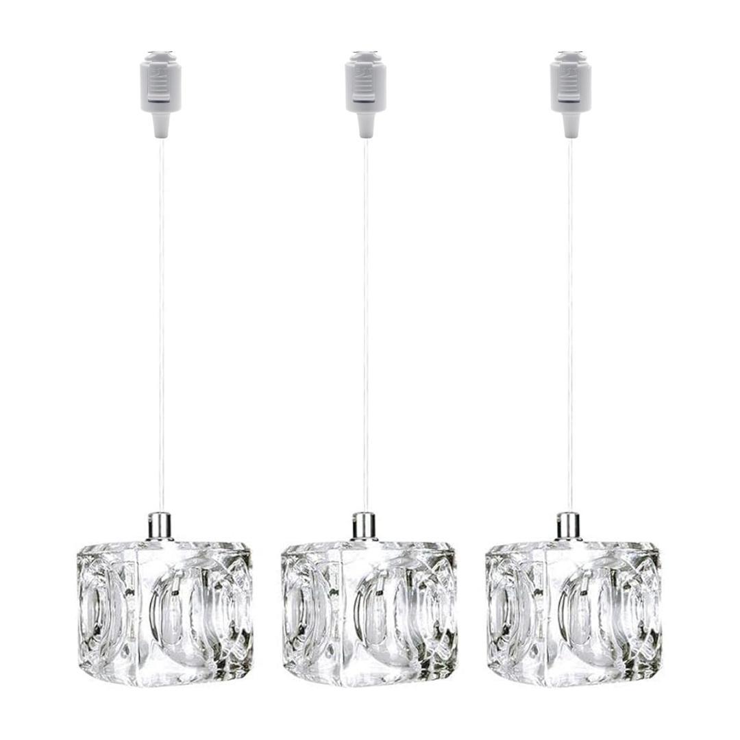 ガラスキューブ型ペンダントライト　氷のような透明感