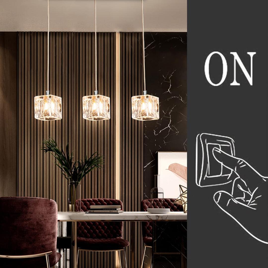 ガラスキューブ型ペンダントライト　氷のような透明感