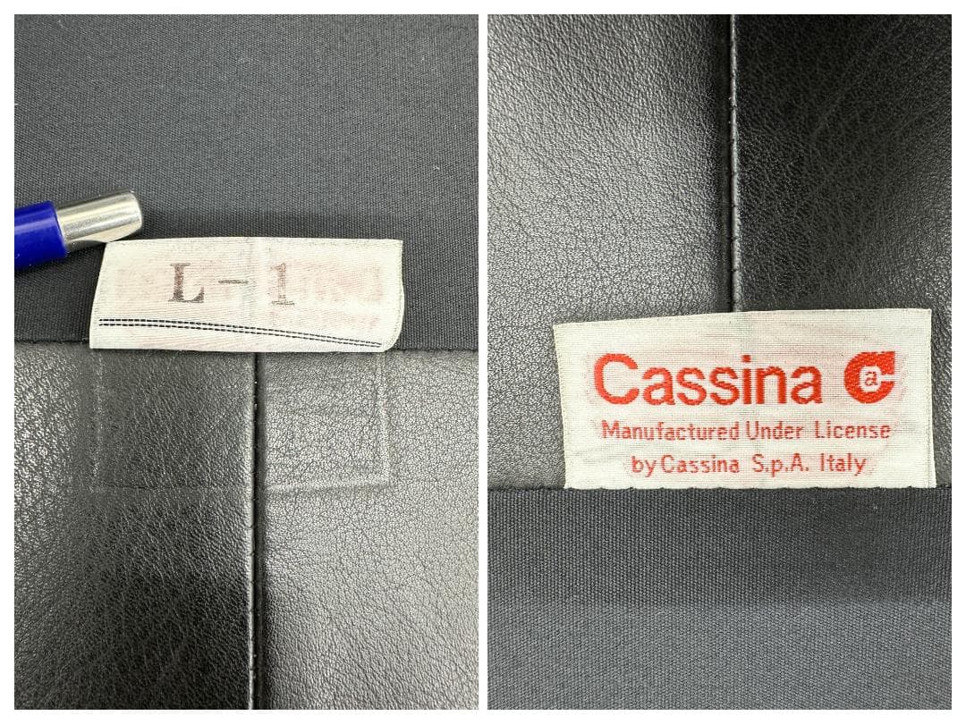 ヴィンテージ■カッシーナ■マラルンガ　2人掛け　ソファ　本革　ブラック　Cタグ