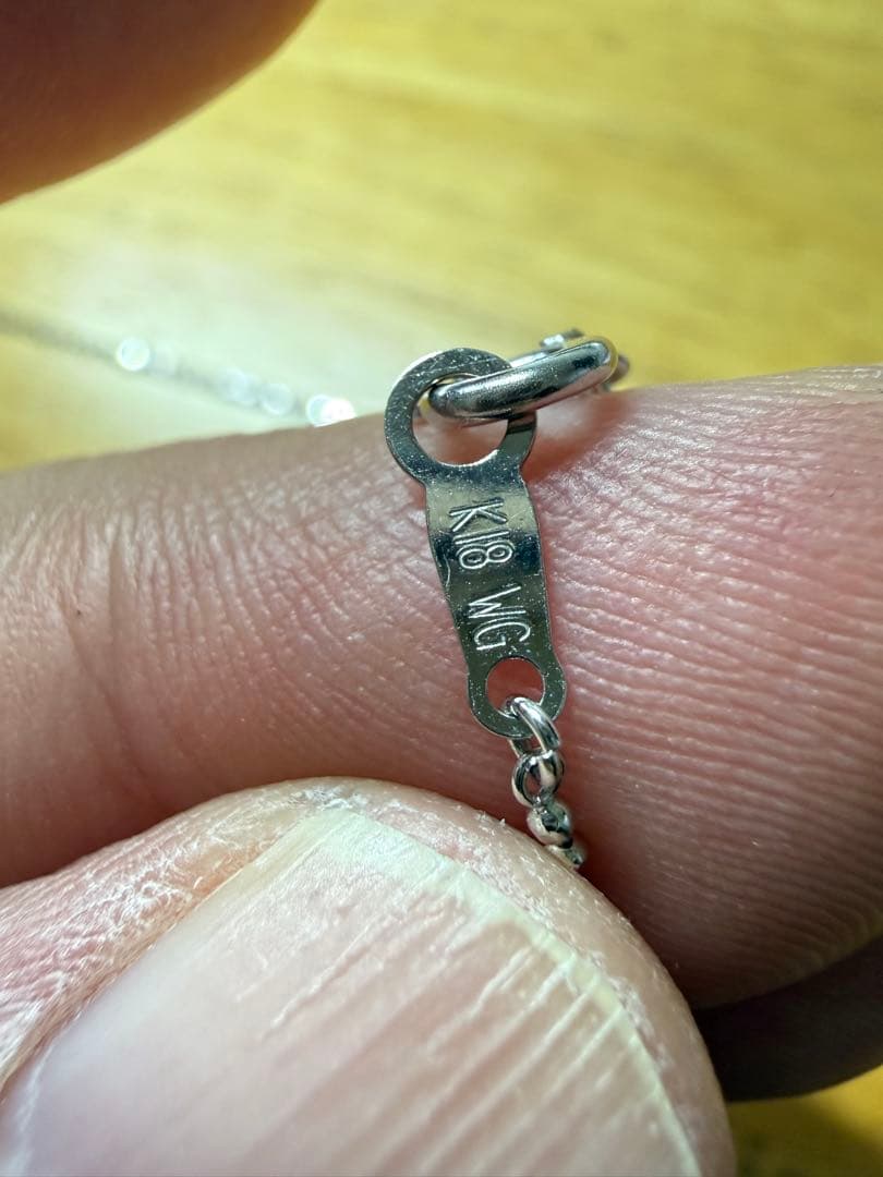 売り切り特価❣️k18WGピンクダイアモンド入りペンダントネックレス