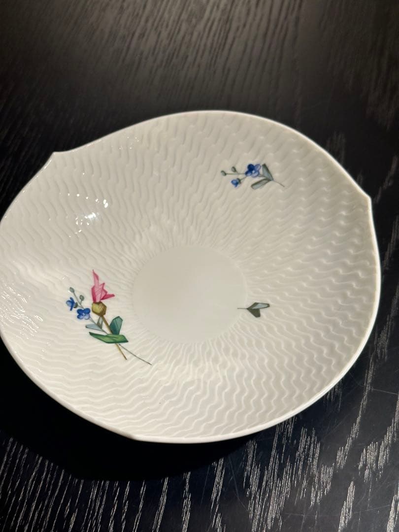マイセン　手書き　フローラル　深皿