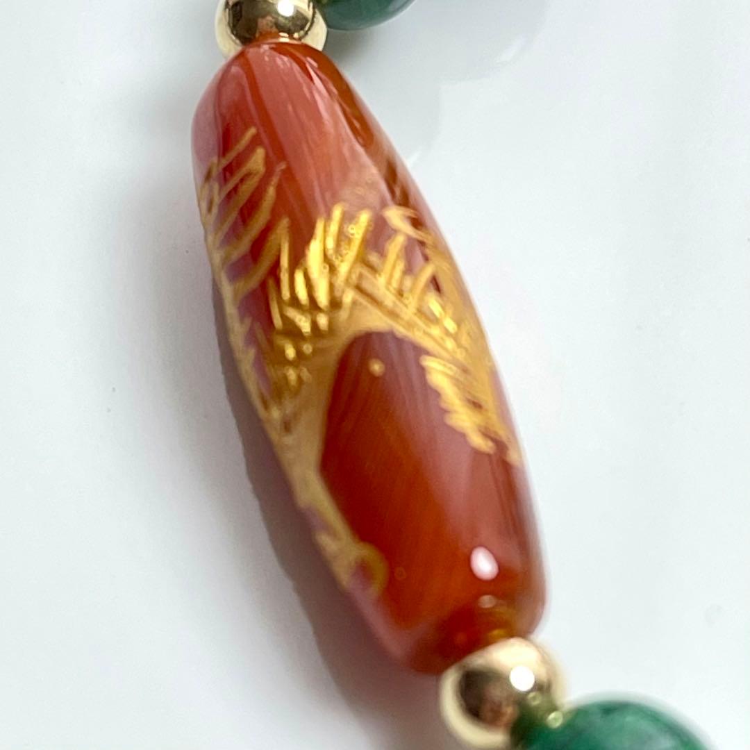 手彫り皇帝龍天珠&マラカイトブレス