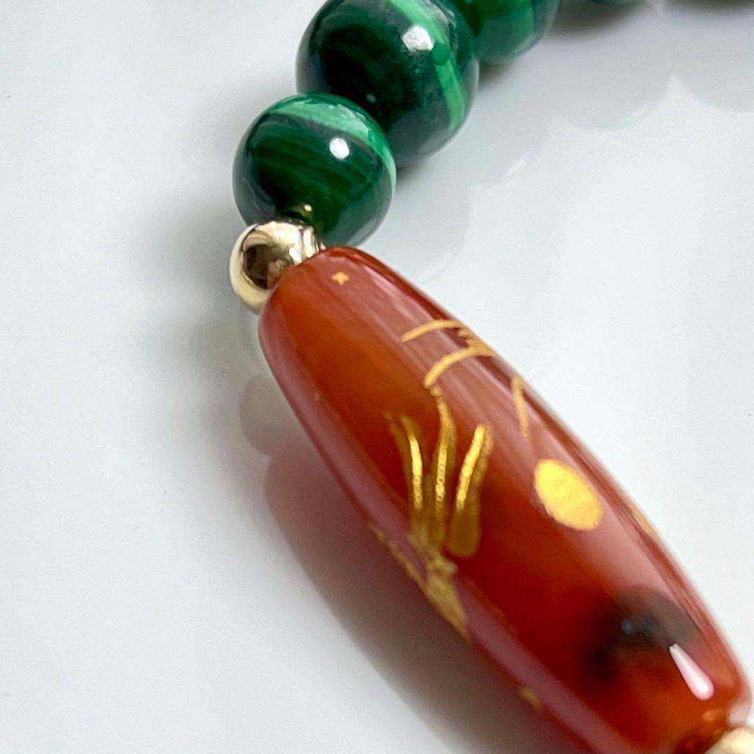 手彫り皇帝龍天珠&マラカイトブレス