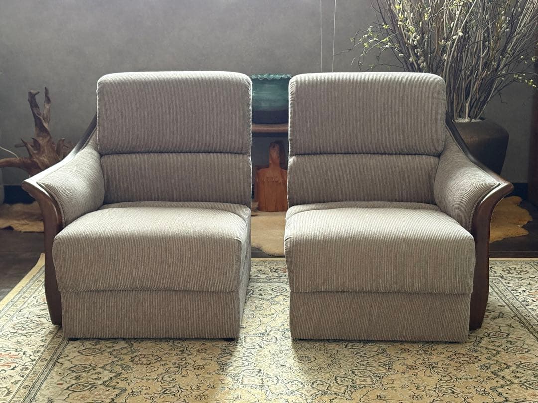 ② 希少　グレーファブリック　セパレートソファ　ビンテージソファ　nZ