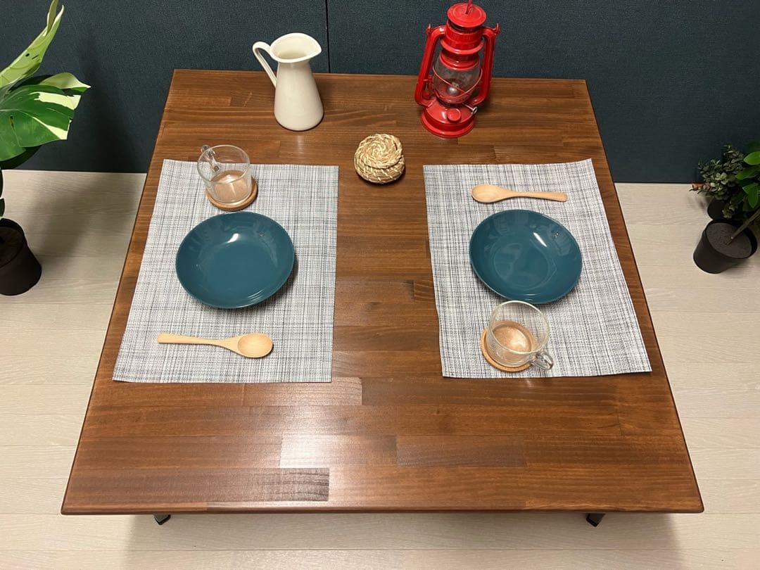 【送料無料】 ローテーブル 正方形 90cm パイン ブラウン 折りたたみ脚