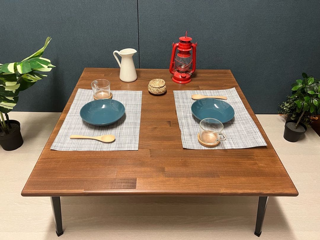 【送料無料】 ローテーブル 正方形 90cm パイン ブラウン 折りたたみ脚