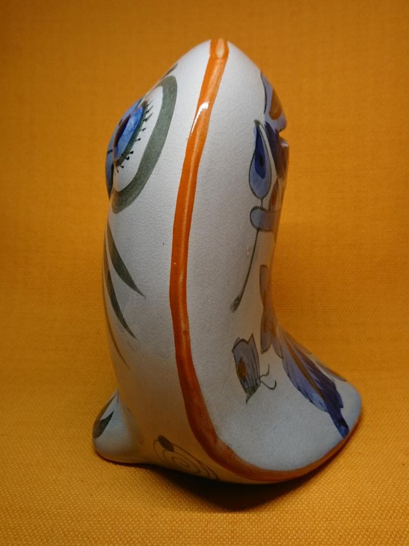 【美品】フクロウ　陶器　オブジェ　置物　インテリア　工芸品　美術品　A2808