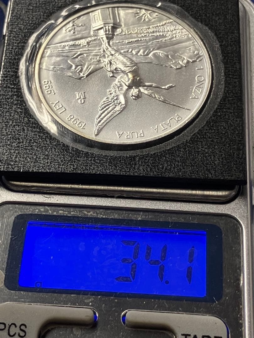 希少1998年 メキシコ 銀メダル 1オンス リベルタッド 独立の天使