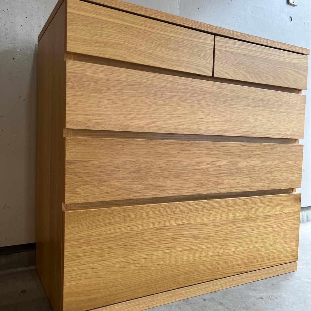 美品★無印 木製チェスト４段　オーク材