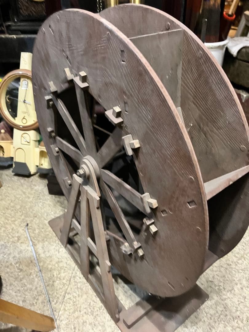 木製水車、直径60センチ水車 ガーデン水車、回転水車