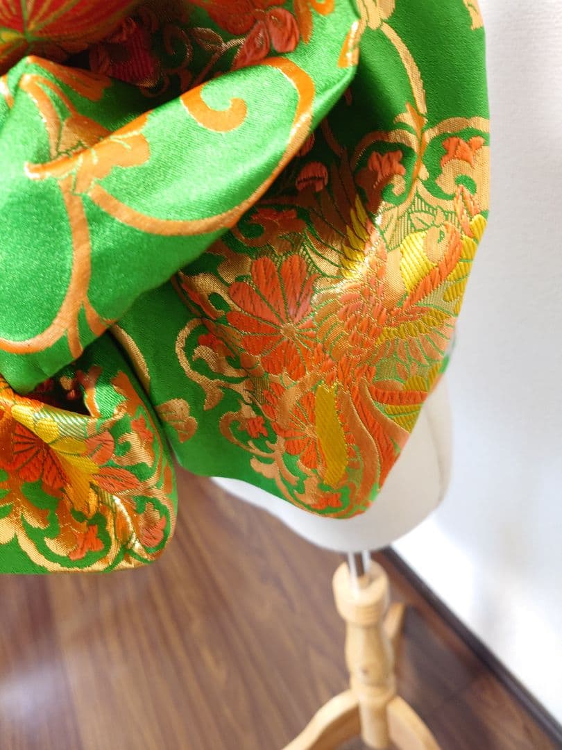 七五三　ジュニア帯　作り帯　一点物　蝶柄　鳳凰　緑系