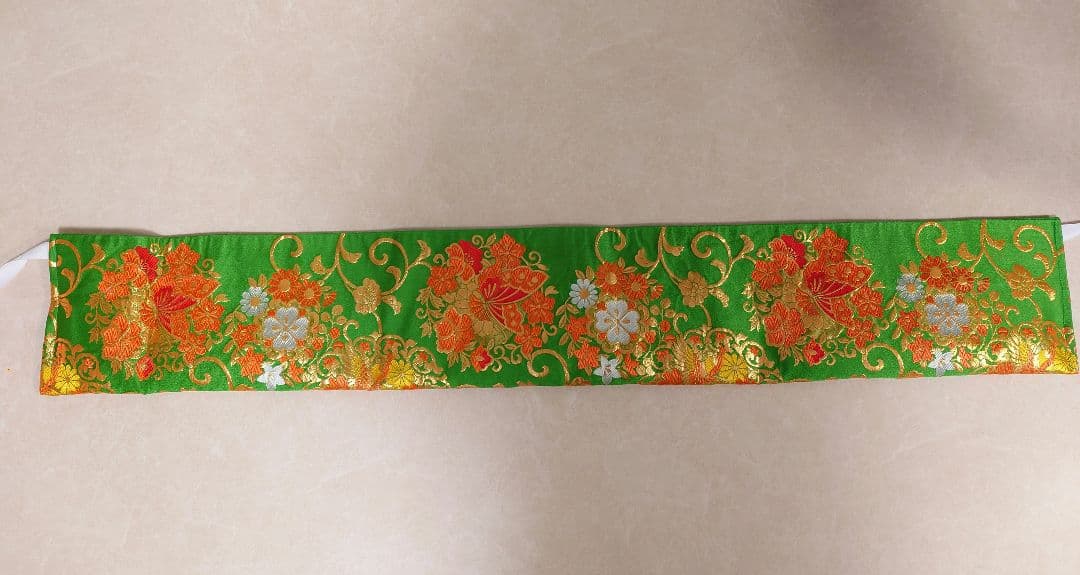 七五三　ジュニア帯　作り帯　一点物　蝶柄　鳳凰　緑系