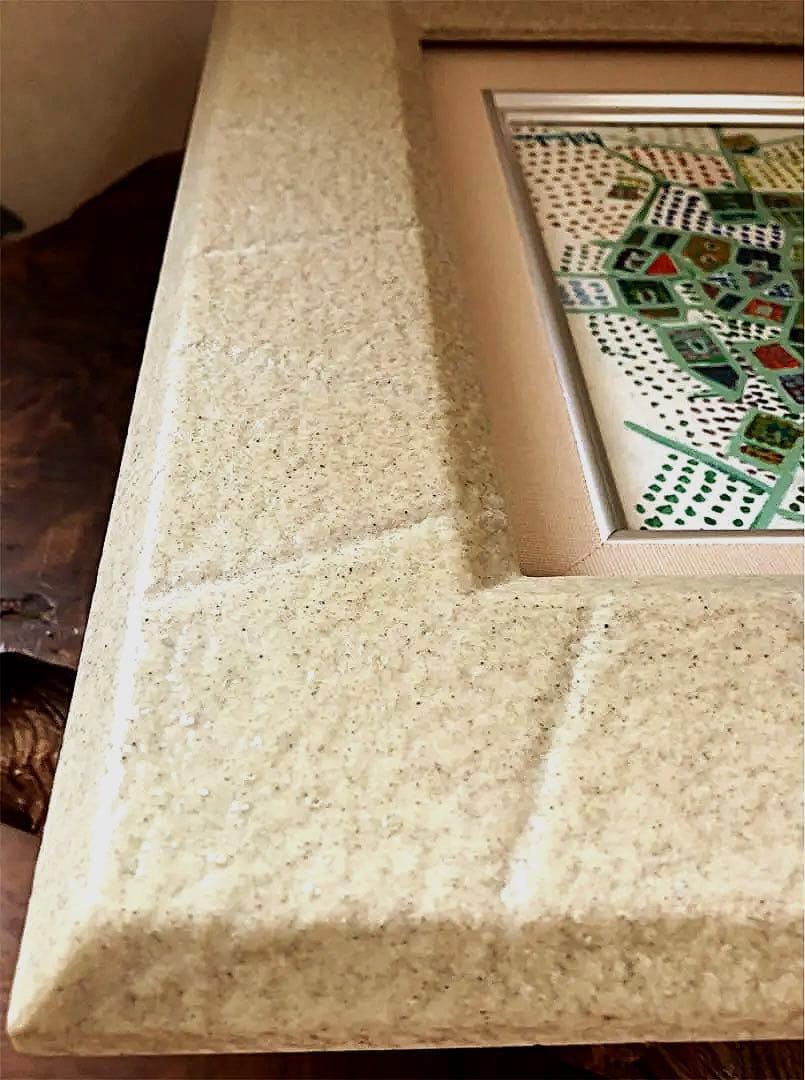 絵画 額装 油絵 田園 集落 Mituko作