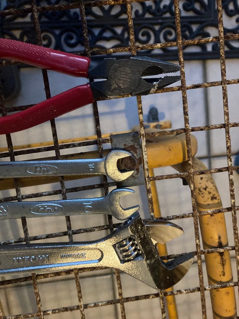 昭和レトロ　ワイヤーワゴン　キャスター付　店舗什器　超シャビージャンクガーデン①