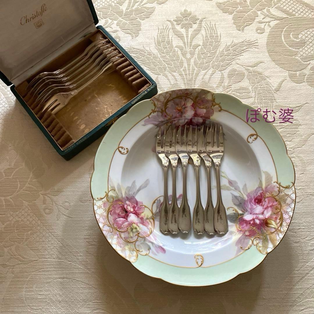 【フランス／クリストフル】純銀／ケーキフォーク 2本