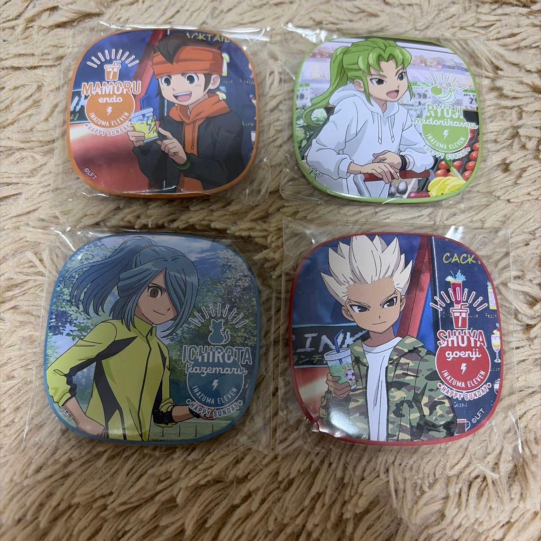 イナズマイレブン 円堂守、緑川リュウジ、風丸一郎太、豪炎寺修也、缶