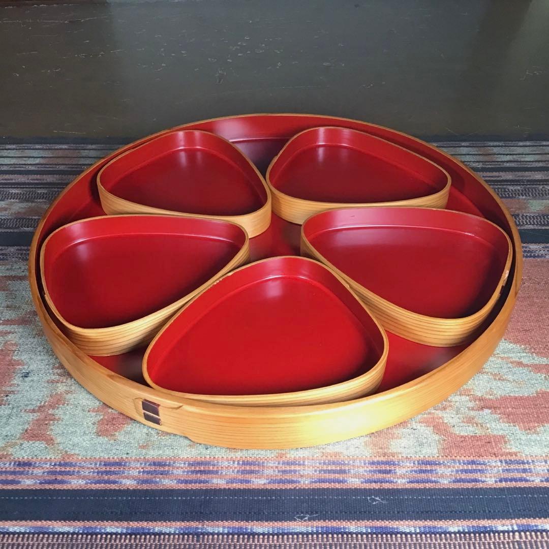 『未使用・小痛み』　大館曲わっぱ　幸助曲げ師　小皿　5枚　中お盆　大お盆　蓋物