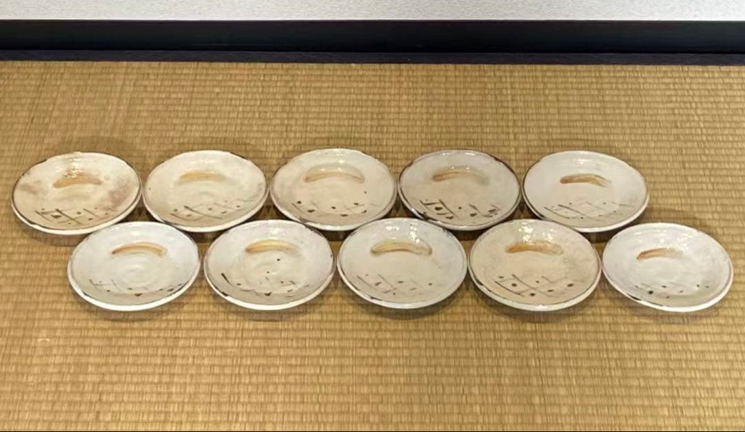 加藤作助(景正二十五世) 作 志野 絵付皿 向付 10客 名工 懐石料理道具