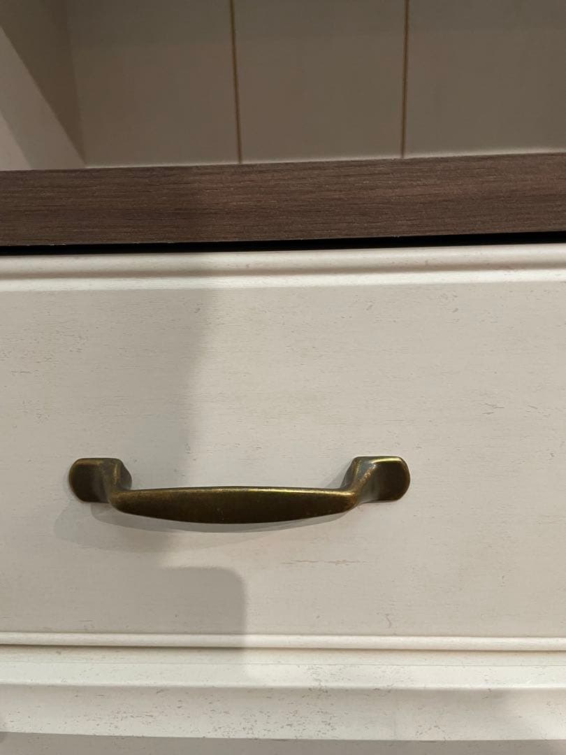 ホワイト木製本棚 ホワイトシェルフ　　引き出し付き