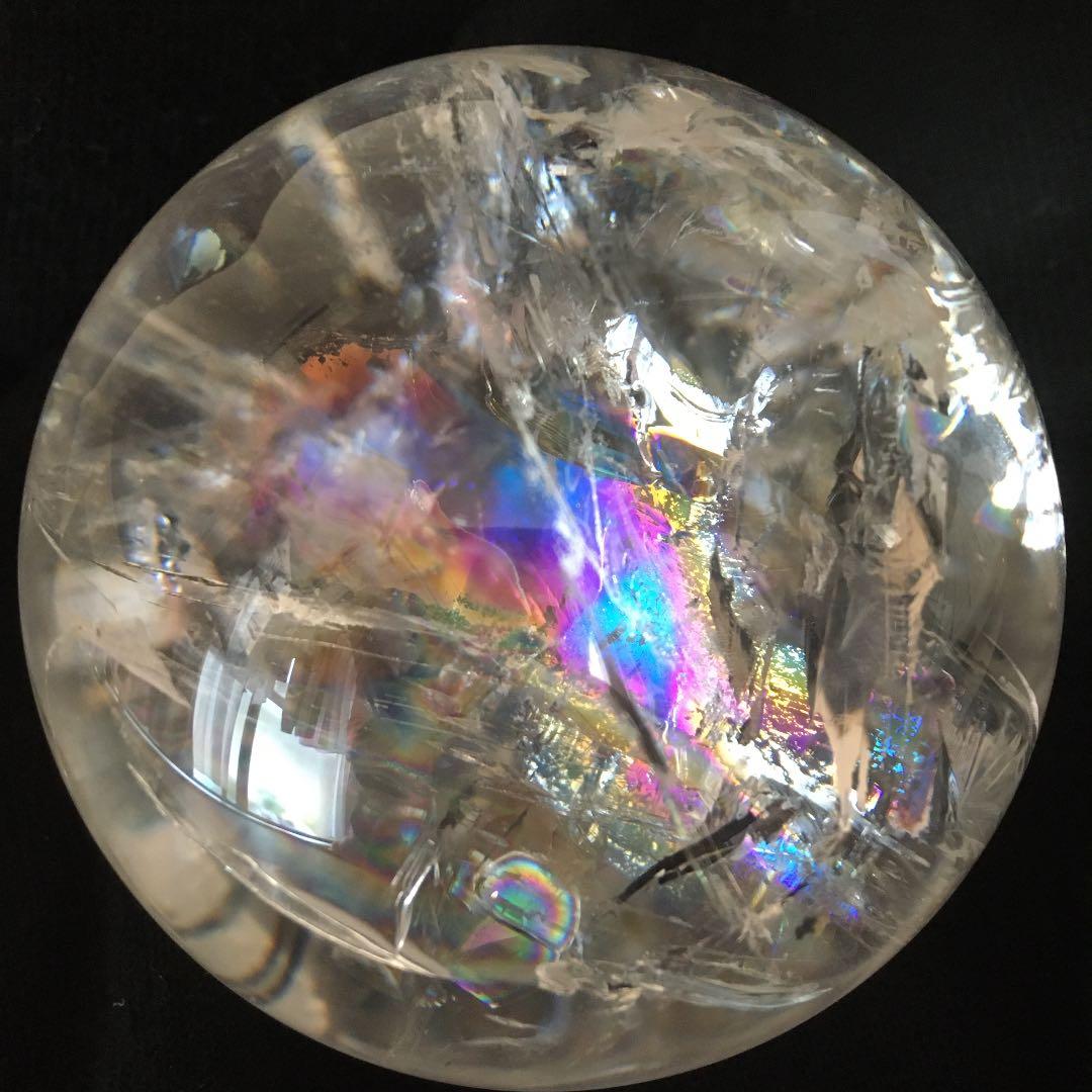 【高品質】レインボー水晶丸玉　♡超美品♡