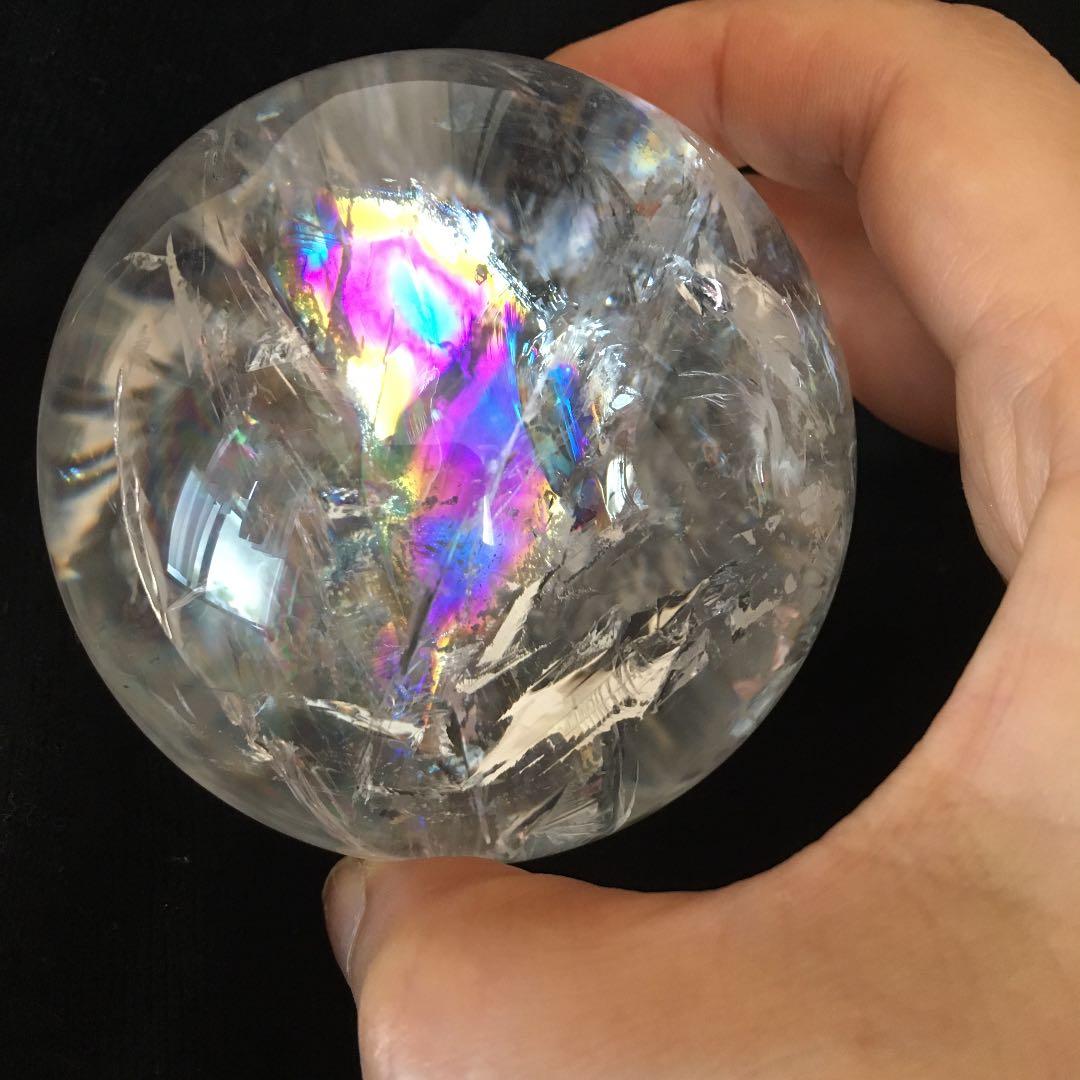 【高品質】レインボー水晶丸玉　♡超美品♡