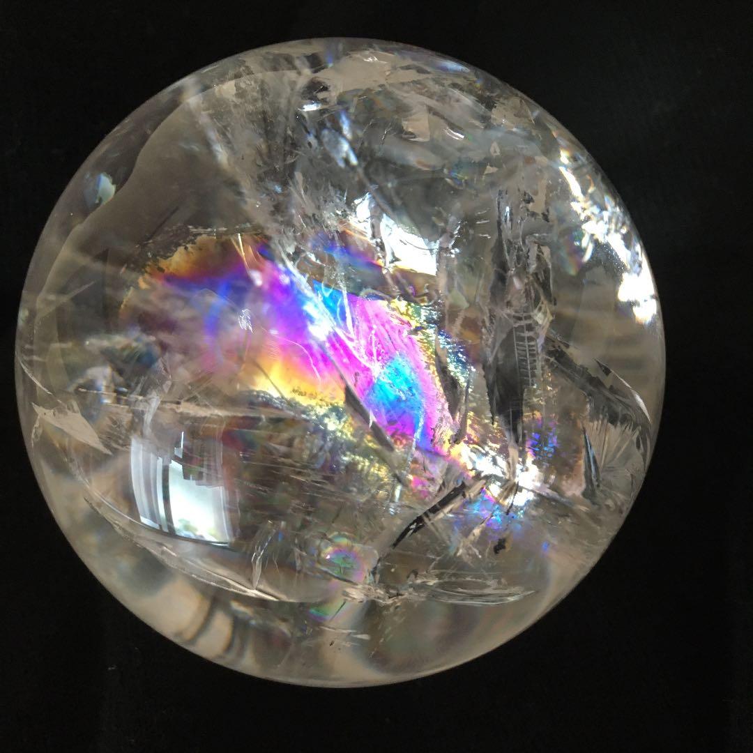 【高品質】レインボー水晶丸玉　♡超美品♡
