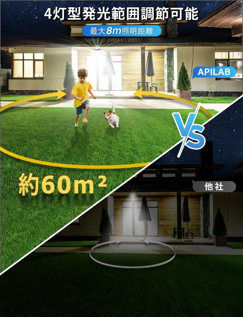 分離型 防水 屋外 リモコン付き センサーライト ソーラーライト