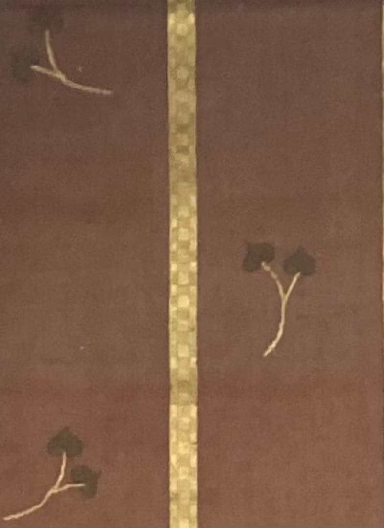 B316b「古画 色彩立雛図」掛軸 作者不詳 桃の節句 葵紋竹屋町裂・和紙