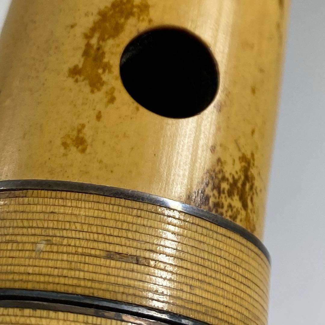 都山流　一翠　中継銀三線尺八　味のある一品全長48㎝トヒチ東な7-0415☆2F