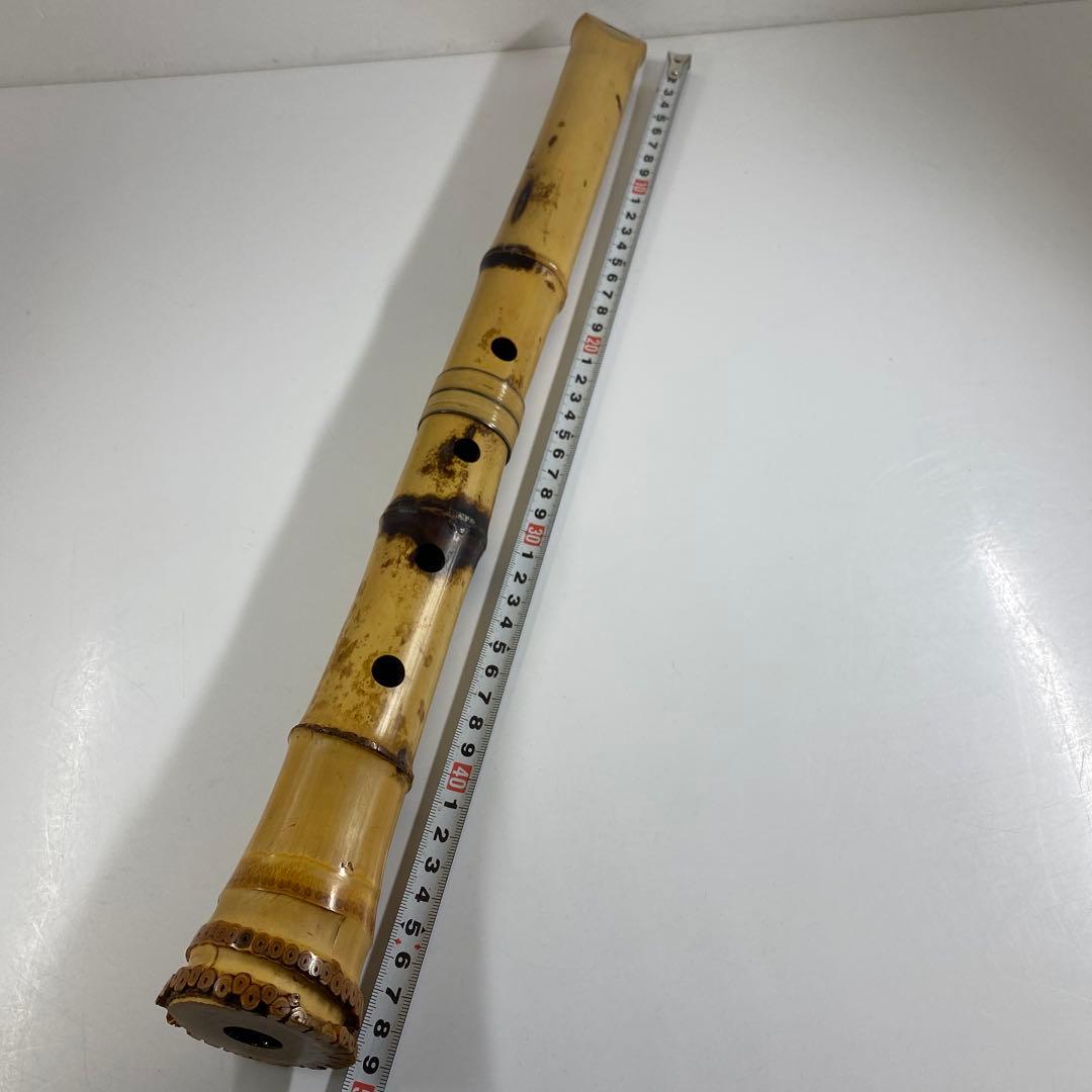 都山流　一翠　中継銀三線尺八　味のある一品全長48㎝トヒチ東な7-0415☆2F