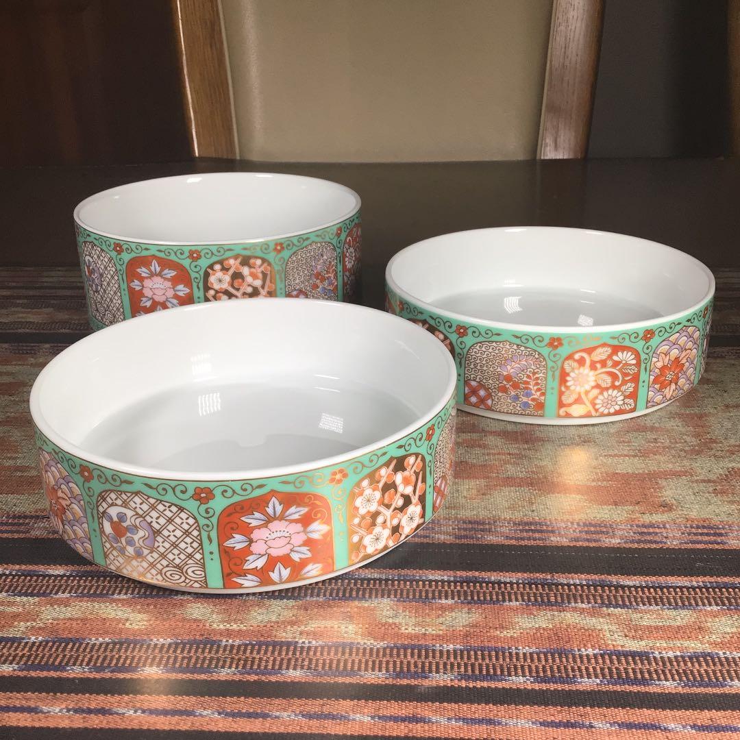 『ハピうー特価』　美濃焼　庫山窯　金彩　三段重