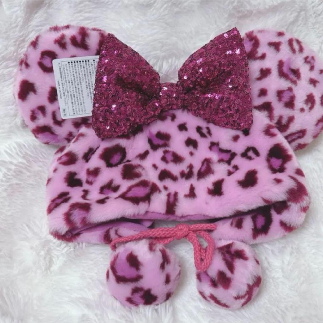 新品未使用】ミニー ヒョウ柄 ピンク ファンキャップ ディズニー タグ