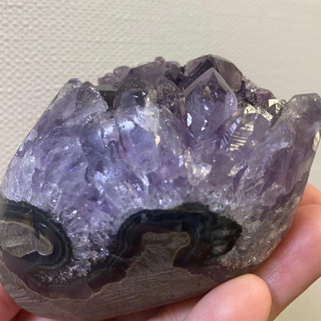 濃紫の煌めきウルグアイ産☆レインボーアメジストクラスター パワーストーンA244