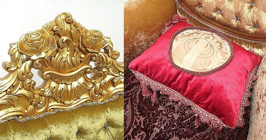 イタリア　ゴールドレリーフ×スワロフスキーエレメント バロック様式1人掛けソファ