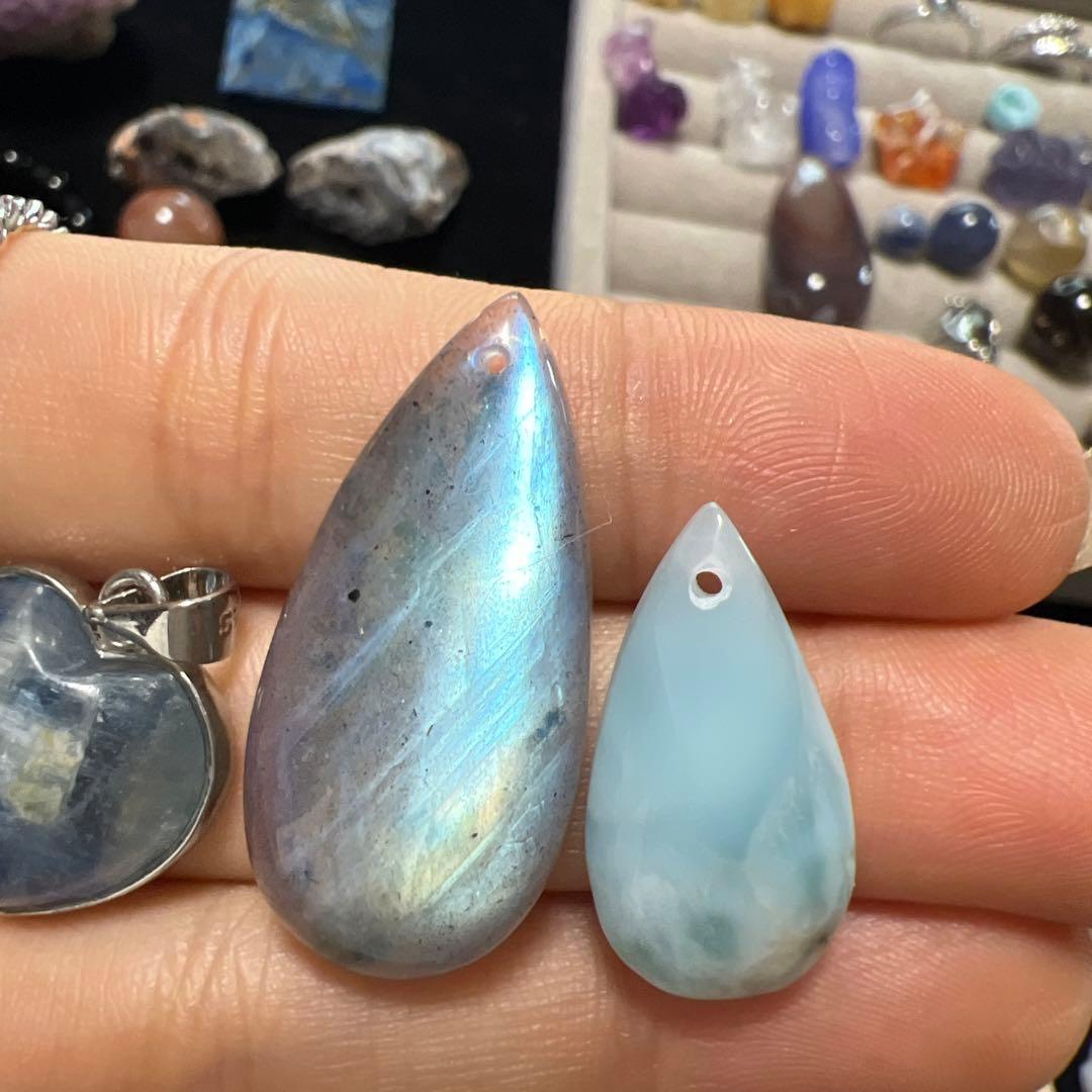 総額3万以上！天然石まとめ売り①パーツやブレスレット　ラリマー3点　カイヤナイト