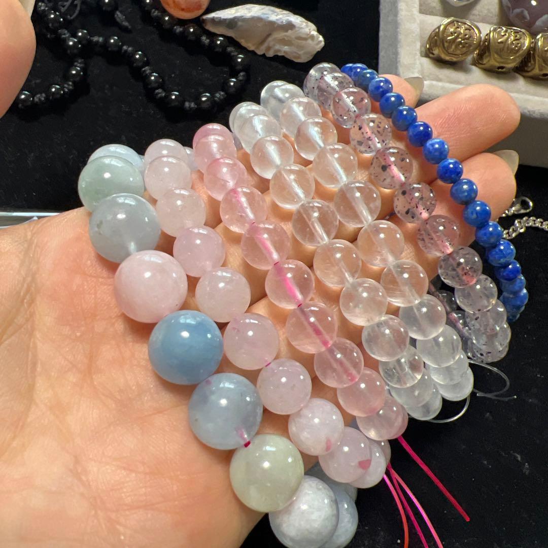 総額3万以上！天然石まとめ売り①パーツやブレスレット　ラリマー3点　カイヤナイト