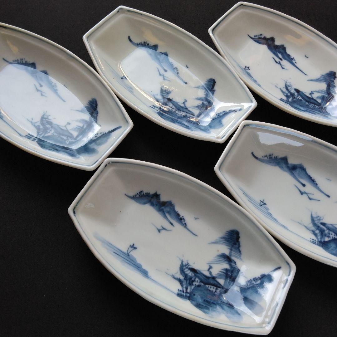 大正～昭和初期 古伊万里 舟形皿 染付山水 5客揃 骨董 古物 - メルカリ