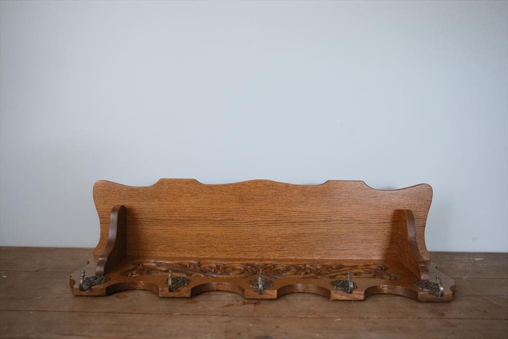 フランスアンティーク木製ウォールフック/シェルフ/壁掛けラック(86-175)