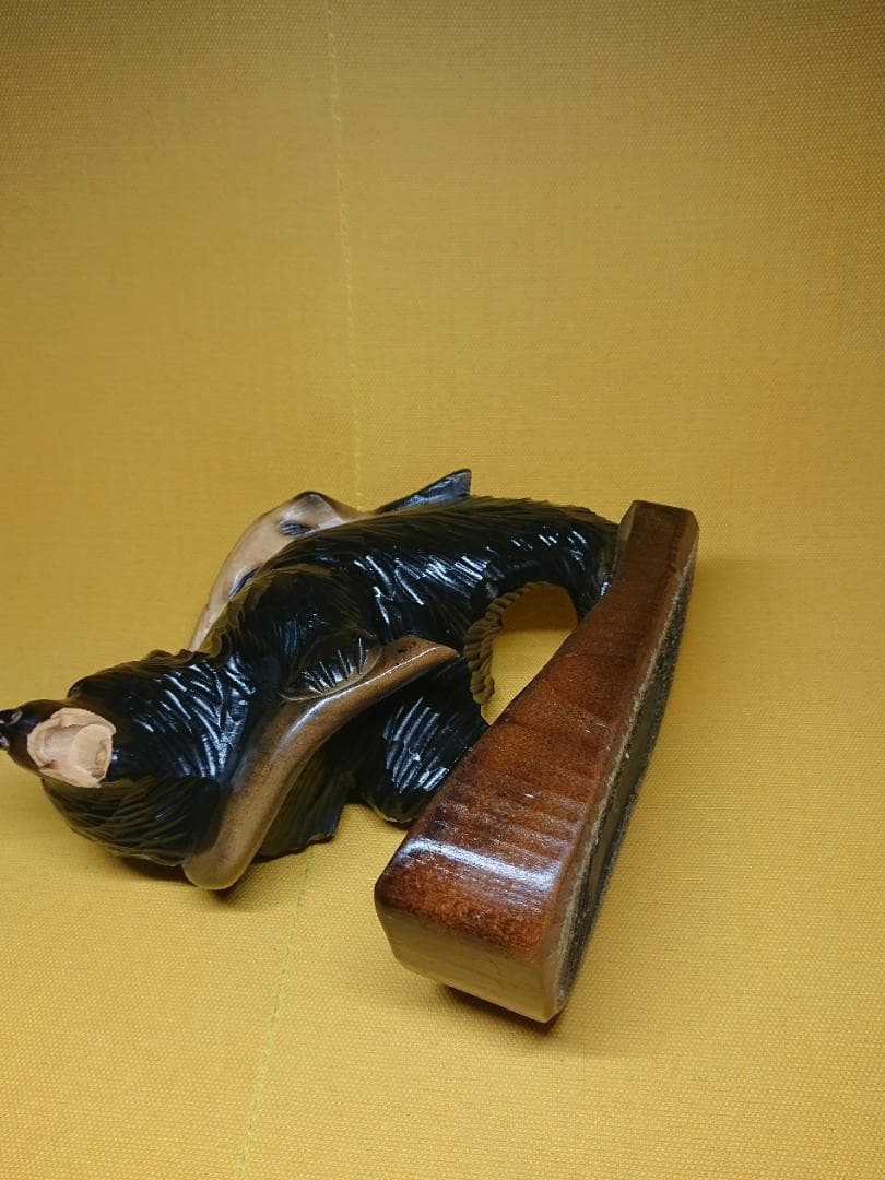 ビンテージ 木彫 熊 鮭背負い 置物 インテリア 工芸品 美術品 A1269