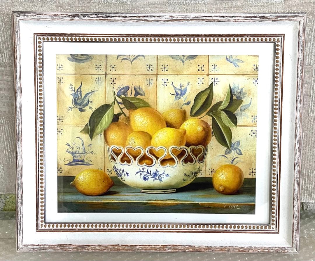 イタリア製 絵画 レモン アンティーク 木製額 - メルカリ