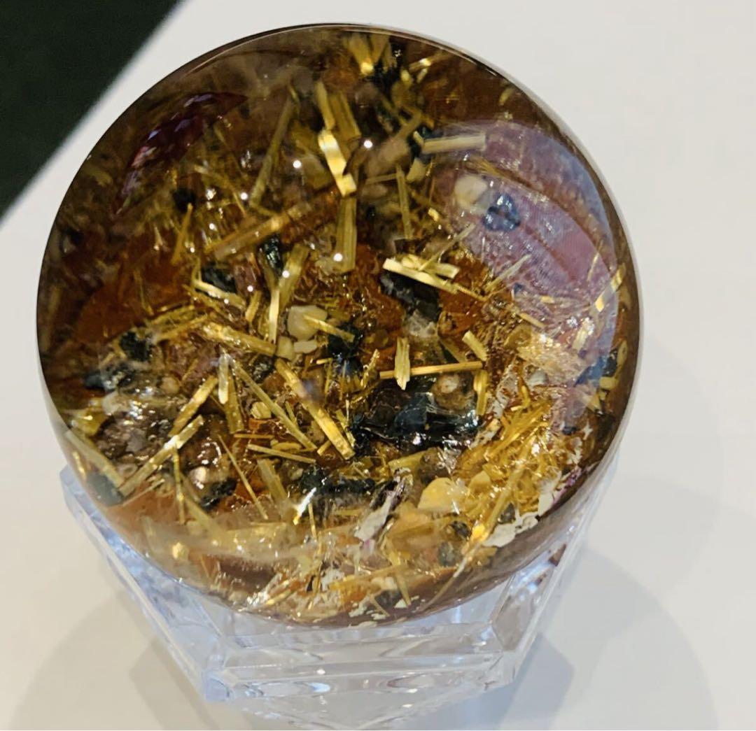 ⭐*️様 タイチンルチル　パイライト共生　ガーデンクォーツスフィア　45ミリ B