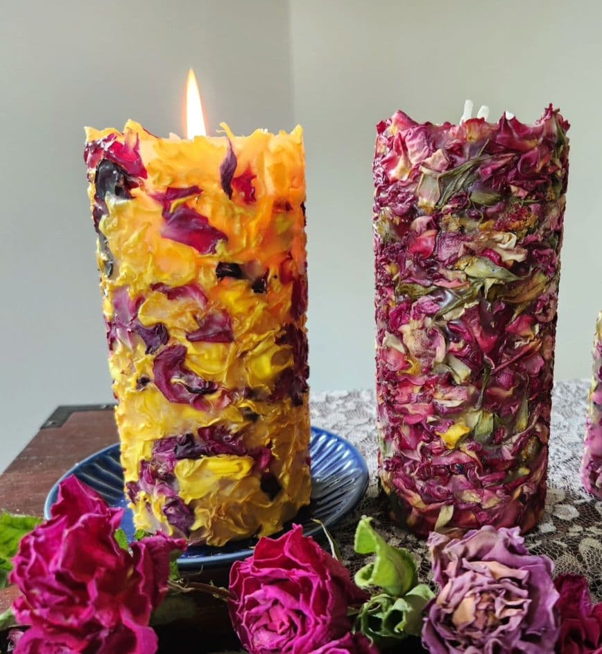 【受注販売】2つセット ローズキャンドルLサイズ ボタニカルキャンドル