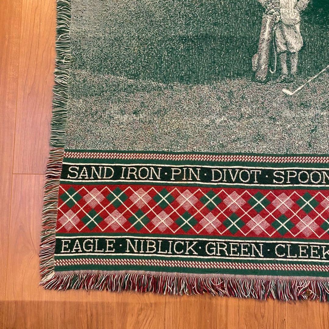 ヴィンテージ ゴブラン織り ラグ ゴルフ柄 アーガイル 138x118 両面